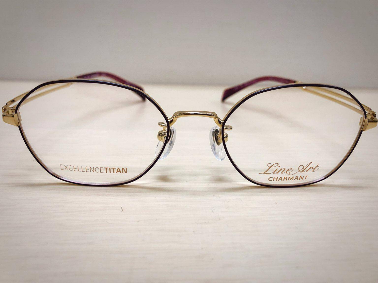 ラインアートxl1655多角形のステキな色合い女性メガネです 飯塚 田川のメガネ店 メガネのサトー